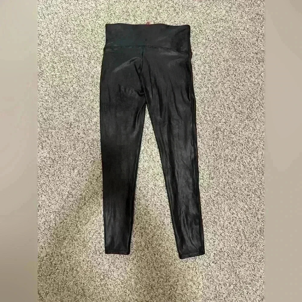 Spanx Petite Faux Leather Leggings.  Size Large.  Inseam 28”.  Black.